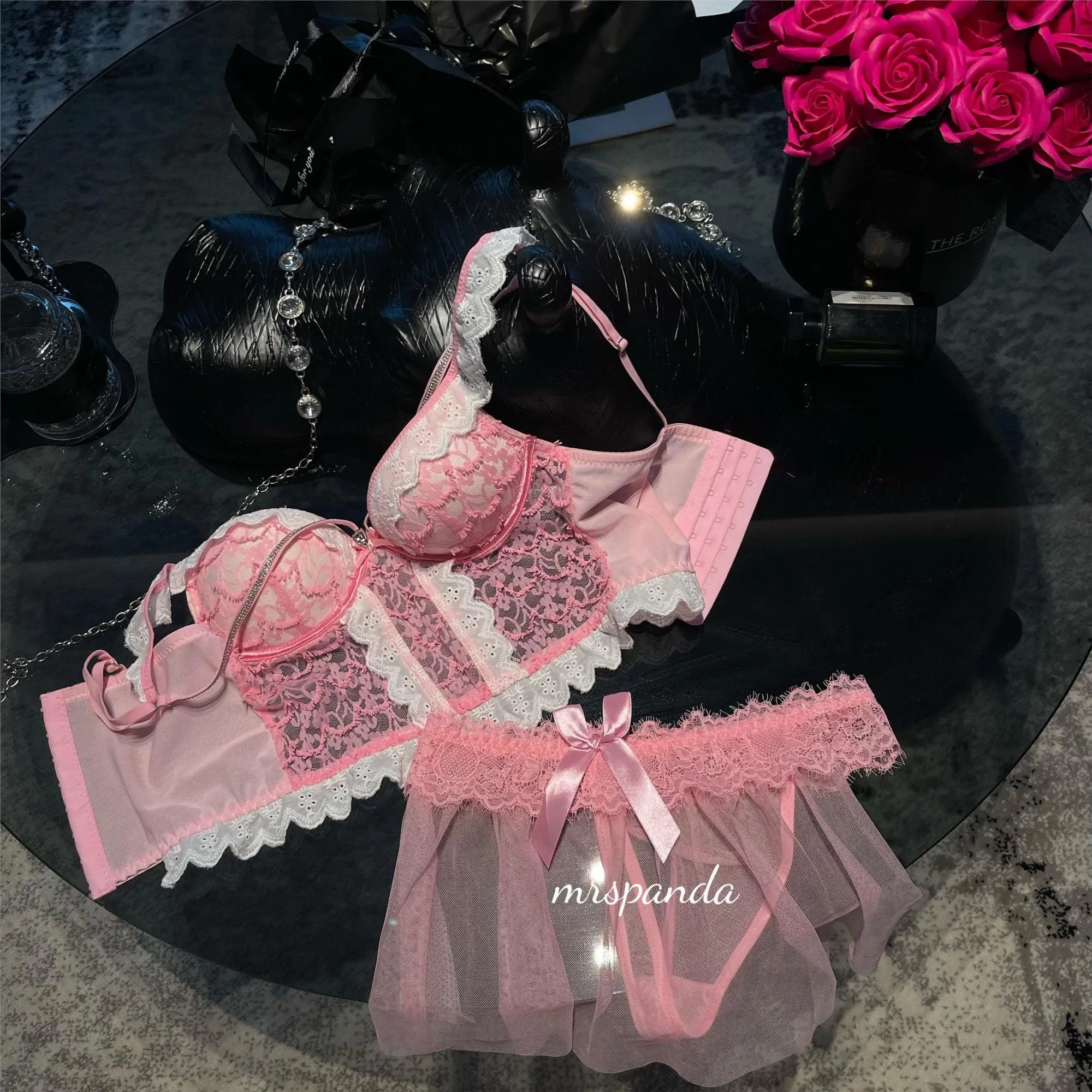 Pink Lacy Bra Set