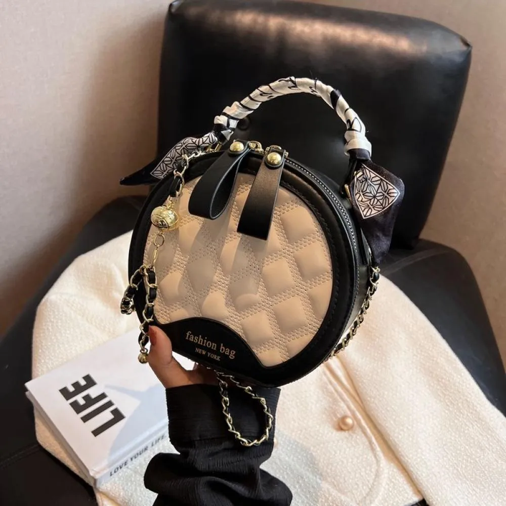 Chic Quilted Chain Crossbody Small Round Bag